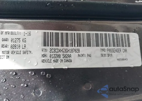 2016 Dodge Charger Sxt from USA, damaged, VIN 2C3CDXHG3GH187028